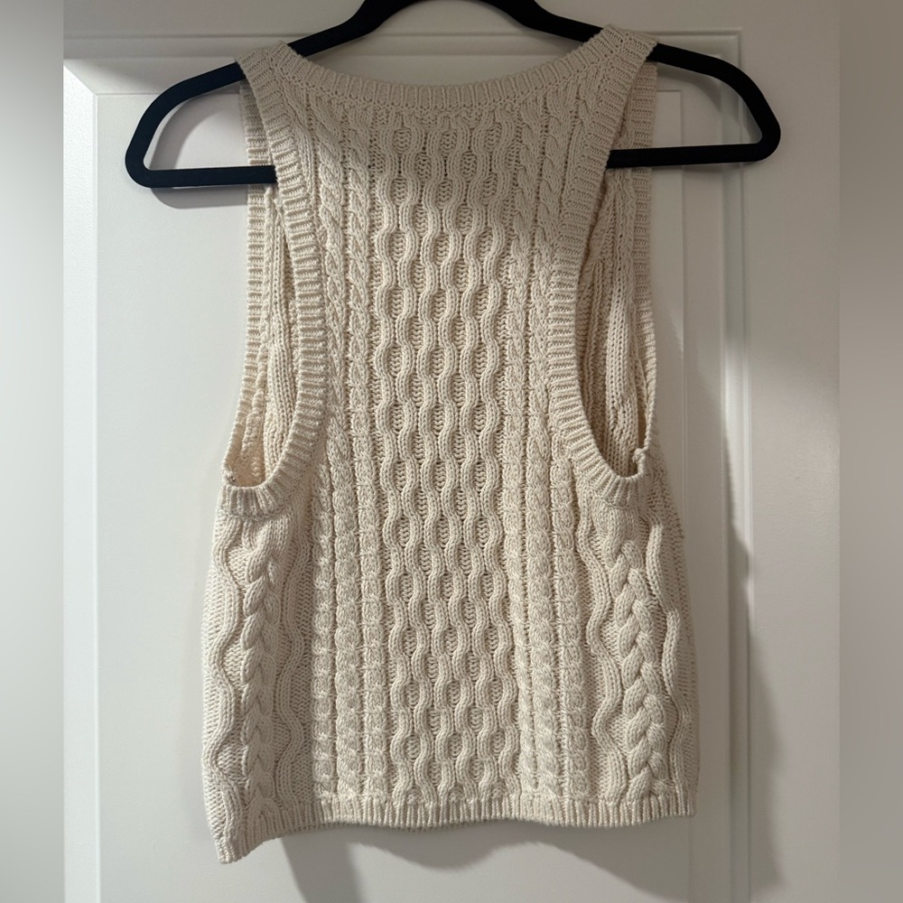 Free People Cream Cable Knit Sweater Vest Tank size XS - Picture 2 of 3
